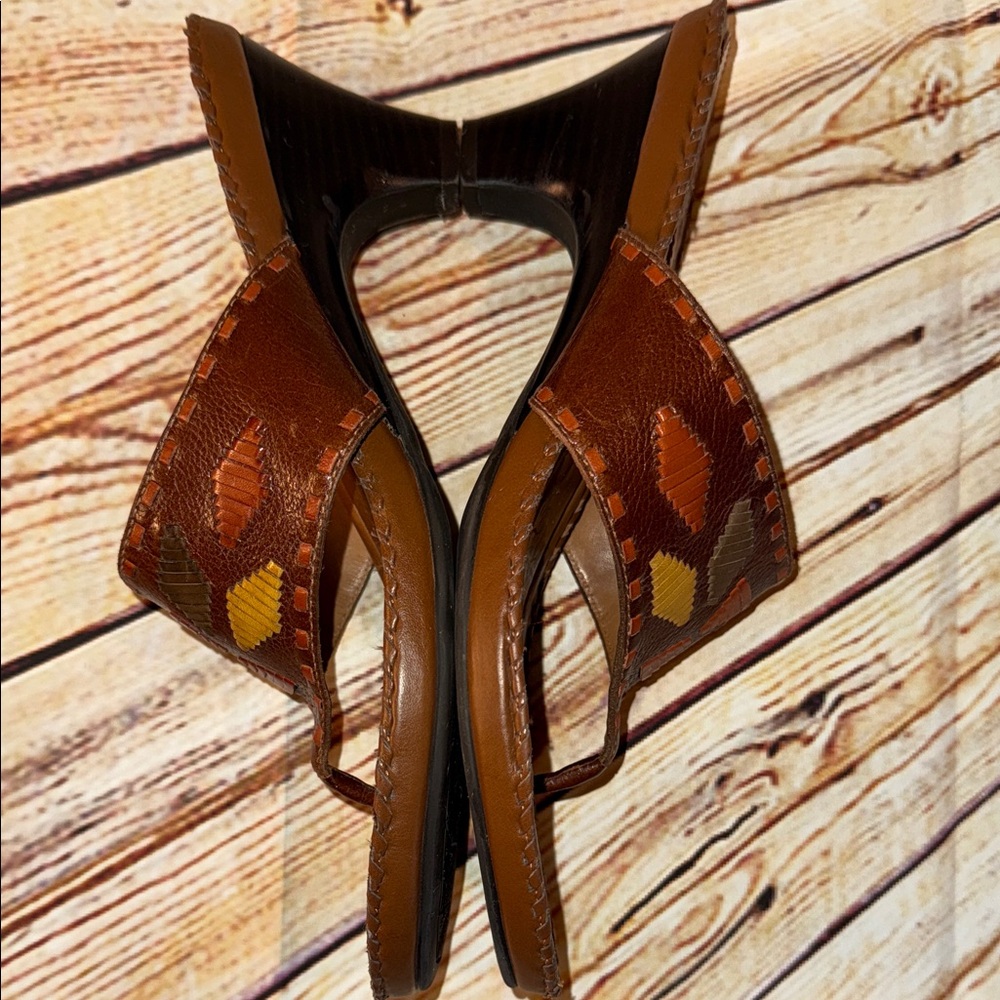 Nurture by Lamaze Brown and Yellow Sandals 2 1/4” heel size 8 1/2 - Picture 7 of 14